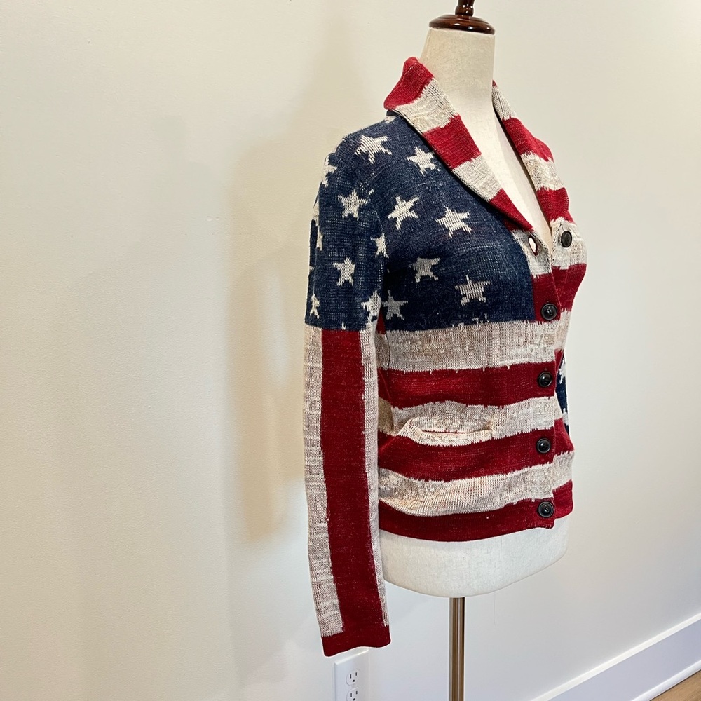 Denim & Supply by Ralph Lauren American flag print cardi sweater size Pe… - Picture 6 of 13